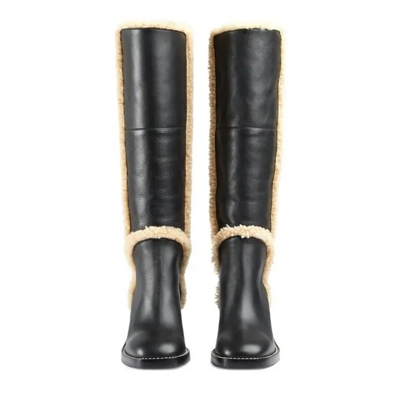 Gucci Shearling Trim Knee High Black Boots 39 ❤️💚 - Picture 12 of 16